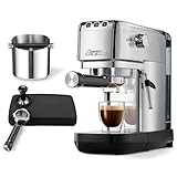 Tchibo 'Lapressa Siebträger Profi Set mit Tamper, Tampermatte, Abklopfbehälter, Doppelauslauf und Milchaufschäumdüse für Espresso und Milchschaum Barista Profiset, Edelstahl