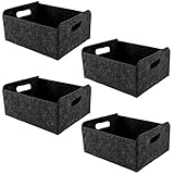 WOPPLXY 4er Set Filzbox, 31 x 25 x 15cm Filzbox Aufbewahrung, Dunkelgrau Filzkorb Aufbewahrung für Schubladen, Schränke und Bücherregale