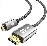 Silkland Micro HDMI auf HDMI Kabel 2M, 4K@60Hz, Micro HDMI Kabel Unterstützt Ethernet, 3D, HDR und ARC, Micro HDMI to HDMI Kompatibel mit GoPro Hero 9/8/7/6/5, Raspberry Pi 4, Sony Kamera A6300 A6400