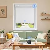 Grandekor Elektrische Rollos Innen, Verdunklungsrollo ohne Bohren mit Fernbedienung & Leiser Motor Weiß 45x150cm,Smart Rollo für Fenster Innen mit Metal Klemmträger,Thermorollo Sonnen-& Sichtschutz