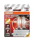 OSRAM XENARC NIGHT BREAKER 220, D3S, +220% mehr Helligkeit, Xenon-Scheinwerferlampe, 66340XN2-2HB, Faltschachtel (2 Lampen)
