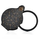 Greyoe 15-fache Taschenlupe, Tragbare Lupe, Faltbare Leselupe, Hd Lupen, Lederetui Lupenbrille Leselupe für Senioren Kann zum Lesen von Zeitungen, als Dankeschön und als Geschenk Verwendet Werden