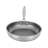 28 cm Bratpfanne, Premium Edelstahl, Bratpfanne mit Wabenstruktur - ⌀28 cm-Beschichtete Pfanne Induktion für alle Kochplatten, Wabenpfanne aus Edelstahl, Antihaft & Kratzfest Wabenbeschichtung