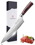 KEEMAKE Küchenmesser Kochmesser 20cm, Profi Messer Küche aus Edelstahl mit Klingenschutz, Scharf Chefmesser Allzweckmesser für Fleisch Gemüse Fisch