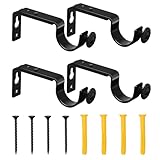 Diffaxy 4 Vorhang Halterung, verstellbar, Metall, mit robusten, langlebigen Eisenschrauben, Winkel Regalhalterung, für Vorhangstange Halterung, geeignet für Schlafzimmer, Büro und Badezimmer