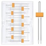 Wamkon 10 Stücke Zwillingsnadeln, 2.0/90, 2.5/90, 3.0/90, 4.0/90, 2.0/80, 3.0/80, 4.0/80, 2.0/75, 3.0/75, 4.0/75 Zwillings-Stretch-Nadeln, Universal Nähmaschine Nadeln Set für Haushalt Nähmaschine