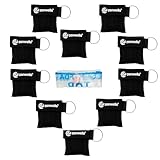 Zenwells Beatmungsmaske Schlüsselanhänger 10 Stück (schwarz) - CPR Maske Face Shield - Erste Hilfe Beatmungsmasken für Erwachsene und Kinder - Perfekter Schutz für den Notfall