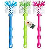 3er Pack Spülbürste für Mixbehälter, Reinigungsbürste perfekt geeignet zum Reinigen von Küchenmaschinen mit Mixbehältern, Standmixer, u.v.m. Zubehör Bürste (1x Blau/ 1x Grün/ 1x Pink)