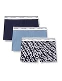 Calvin Klein Herren 3er Pack Boxershorts Trunks Balance mit Logobund, Mehrfarbig (Faded Denim/Bold Track Logo/Shorel), L