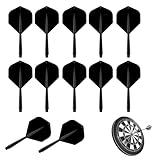 12 Stück Dart Flights mit Schäfte Stabil, 75 mm Gewinde Dartpfeil Flights, Schäfte Plastik, Integrated Dartflüge und Schächte, für Soft und Steel Tip Dartpfeile, Darts Dartpfeil Spiel, Schwarz