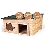 CULT at home Igelhaus mit Boden aus Holz 37 x 37 x 18 cm - Igelhotel mit Labyrintheingang – Igelfutter Haus Igelhütte - Igel Schlafhaus und Deko für den Garten – fertig montiert – kein Bausatz