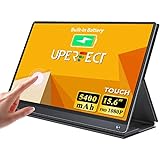 UPERFECT Portable Monitor mit Akku, 15,6 Zoll Touchscreen Tragbarer Monitor Bildschirm Metallgehäuse mit 5400 mAh Batterie, 1920x1080 FHD mit HDMI USB Type-C für Laptop, PC, Phone, Xbox, PS4