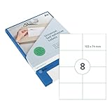 Rillprint Vielzweck Etiketten Selbstklebend - Transparent Matt - 200 Stück – 105 x 74 mm - 8 Klebeetiketten pro A4-Blatt - Bedruckbar & Abziehbar - Universal Adressaufkleber - 25 Blatt