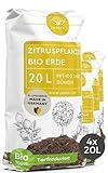 Bio Zitruserde 80 L (4x20L) mit Dünger - Mediterrane Pflanzenerde - 100% natürliche Rohstoffe - torfreduzierte Blumenerde & optimale Nährstoffversorgung für leckere Zitronen - Zitruspflanzenerde