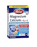 Abtei Magnesium + Calcium + D3 + K - Nahrungsergänzung mit Langzeit-Depot zur Unterstützung von Muskeln, Knochen, Herz und Nervensystem - 1 x 42 Tabletten