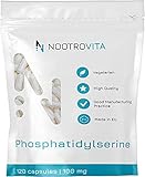 Phosphatidylserin 120 Kapseln - Bei Stress, Konzentration, Gedächtnis | Anti Stress Tabletten für Cortison Senken | Cortisol Blocker | Hochdosiert, Vegan Phosphatidyl Serine | Nootrovita