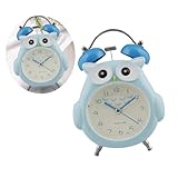 HOLIDYOYO Kreativer Cartoon Eulen Wecker Blau Lautloses Nachtlicht Ideal Für Und Studenten Perfekte Tischglocke Für Schlafzimmer Batteriebetrieben Dekorativer Wecker Ohne Ticken