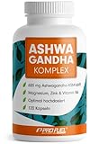 Ashwagandha Kapseln 120x mit KSM-66 hochdosiert: 600mg Ashwagandha pro Tag, mit Magnesium, Zink & Vitamin B6 - Ashwagandha Komplex ohne unerwünschte Zusatzstoffe - laborgeprüft, 100% vegan