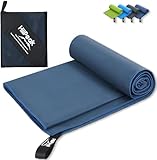 HiiPeak Mikrofaser Handtuch (180 cm x 90 cm) kompakt und leicht microfaser handtücher Fitness Handtuch Schnelltrocknend saugfähiges Sporthandtuch Fitnessstudio Schwimm und Gym Handtuch (Marineblau)