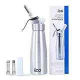 ICO Sahnespender 500ml Aluminium Sahnesyphon kompatibel mit 8g Sahnekapseln - Professionelle Espuma Flasche für Schlagsahne, Desserts und Saucen