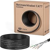 HB-DIGITAL 25m CAT 7 Netzwerkkabel Outdoor LAN Kabel Verlegekabel S/FTP AWG23 doppelt geschirmt PiMF reines Kupfer max 10Gbit/s Netzwerk Installation Ethernet Datenkabel für Außenbereich - Schwarz