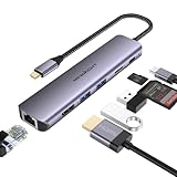 Newmight USB C Hub mit Ethernet,7 in 1 Typ C Adapter mit 4K HDMI, 2 USB 3.0, 1G Ethernet, 100W PD Port, SD/TF Kartenleser, für iPhone 15/MacBook/iPad/Dell/HP und Mehr