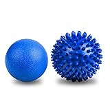 URAQT Massagebälle Faszienball, 2 Stück Faszien Kugel Fitness Massageball Hart, Igelball mit Noppen, für Füße Hände Rücken Beine