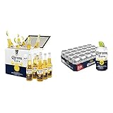 Corona Extra Coolbox - Kühltruhe mit 12 Flaschen internationales Premium Lagerbier, Geschenkpack, MEHRWEG Lager Bier Helles (12 x 0.355 l) & Extra Premium Lager Dosenbier, EINWEG, (24 X 0.33 l)