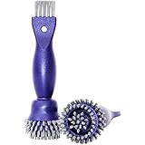 SAUBA Reinigungsbürste KOMBO mit Zwei Pinsel blau-grau | 2in1 Steckdosenbürste für große und kleine Satub- & Schmutzablagerungen | Rundbürste mit harten Borsten | Schuko-Steckdose Typ C,F,K