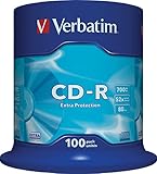 Verbatim CD-R Extra Protection, CD-Rohlinge mit 700 MB Datenspeicher, ideal für Foto- und Video-Aufnahmen, kompatibel mit jedem konventionellen CD-Laufwerk, 100er Pack Spindel