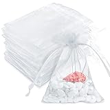 Uootach 100 Stück Organzabeutel transparent, Organzasäckchen 10 x 15 cm, Organzabeutel Geschenkbeutel, Schmuckbeutel, Gut für Hochzeiten, Weihnachtsgeschenke, Süßigkeiten, Lavendelsäckchen(Weiß)