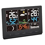 TFA Dostmann Funk-Wetterstation Season 2, 35.1118, mit Außensender, Wettervorhersage, Farbdisplay, Temperatur und Luftfeuchtigkeit, inkl Funkuhr mit Mondphase, schwarz