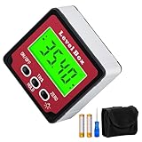 Mcbazel Digitaler LCD Winkelmesser Neigungsmesser, Winkelsucher Inklinometer, Rot, GF-020653, Magnetisch, Digitales Neigungsmessgerät, Level, Winkelmesser