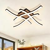 meoaow Deckenlampe LED Deckenleuchte Küche - 24W Schwarz Schlafzimmerlampe Modern Design Wohnzimmerlampe Warmweiße Lang Decke Flur Küchenlampe Holz Deckenbeleuchtung für Vielseitige Studie Wohnzimmer