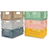 Bponyen 6 Stücke klappkiste Klein, 15x10x6 cm Kunststoff Aufbewahrungskorb, Tragbar Aufbewahrunskisten Bunt, Multifunktionaler Aufbewahrungsbox Organisation, für Küche, Kinderzimmer und Büro