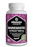 Mariendistel Kapseln hochdosiert & vegan, 90 Kapseln für 3 Monate, 500 mg Extrakt mit 80% Silymarin, Natürliche Nahrungsergänzung ohne Zusatzstoffe, Made in Germany