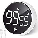 Czemo Küchentimer Eieruhr USB Digitaler Kochtimer magnetischer Timer Countup Countdown Timer mit Faltbarer Ständer LED Display für Küche Klassenzimmer Meeting Fitness Salon (Weiß)