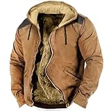 Generisch Thermo Freizeitjacke Herren Plüsch Jacke Cardigan Casual Sweatjacke mit Kapuzen Baseballuniform für Männer Fleece Gefüttert Winterjacke Vintage Hoodie Warm Oberbekleidung