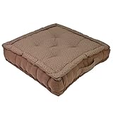 Alphadeco Dickes Bodenkissen Lara 10cm hoch - Stuhlkissen Matratzenkissen Sitzkissen - 45x45x10cm - 100% Baumwolle (Taupe/Braun)