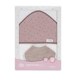 Interbaby Bademantel 1x1 m aus MUSELINA Punkte für Babys · Weiß Make-up · 100% Baumwolle & Babero rund 20x20 cm