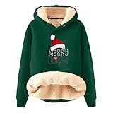 KBOPLEMQ Weihnachtspullover Herren Teddy Fleece Weihnachtshoodie Casual Flauschiges Kapuzenpullover Warm Gefütterter Pullover Sportlicher Hooded Pulli Fleecepullover für Herbst Winter
