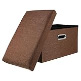 UKCOCO Multifunktionaler Aufbewahrungshocker aus Baumwolle und Polyester mit Schwamm Faltbarer Sitzhocker für Wohnzimmer Aufbewahrungskiste mit Hoher Tragfähigkeit Praktischer Stauraum