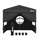 Sekey Pavillon 3x3 mit 4 Seitenteile, Faltpavillon Wasserdicht Stabil Winterfest, Pop Up Pavillon Faltbar für Camping, Festival, Events, Picknicks, Partyzelt Gartenzelt mit 4 Sandsäcke, Schwarz