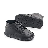 Sonsage Baby Infant Jungen Mädchen Klassische PU-Leder Hochzeit Loafers Brogue Kleinkind Oxford Kleid Schuhe Erste Schritte Gehen Flacher Fauler Krippenschuh Schwarz