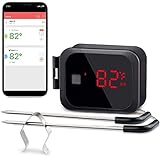 Inkbird IBT-2X Bluetooth 4.0 Barbecue Backofen Grillthermometer BBQ Fleisch Küche Thermometer Timer mit Temperaturalarm, App für Android 4.4 + top & iOS 7+(2 Sensors)