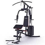 Kraftstation für zuhause, Multifunktion Fitnessstation, Bauchtrainer, Home Gym, 60 kg Gewichte, Butterfly, Beinstrecker, Latzugstange, Bizepscurl, Ganzkörpertraining, Multigym, HGX50