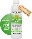 Golden Bull® Kunstleder Reiniger & Kunstleder Pflege 500ml [VEGAN - OHNE Chemie] Kunstlederreiniger für Auto, Sofa & Couch Reinigung - Natürliches Kunstleder-Pflegemittel mit Farbauffrischung