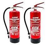 2X Orig. ANDRIS® Feuerlöscher 6kg ABC Pulverlöscher mit Manometer EN 3 inkl. ANDRIS® Prüfnachweis mit Jahresmarke & Wandhalterung
