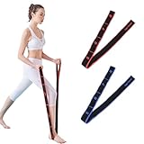 YOUNLEN 2 Stück Yoga Stretch Gurt,Resistance Bands, 8 Kraftstufen Fitnessbander, Training Bänder, Latein-Übungsbänder für Fitness, Yoga, Pilates（Rot+Blau）