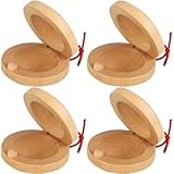 GNHG 4 Stücke Kastagnetten Holz Schlagzeug, Naturgeräusche Box, Koshi Klangspiel, Cajon Kinder, Orff Musik Instrument, Kinder, Erwachsene, Finger Kastagnetten Mit Schnur